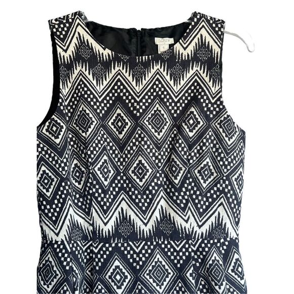 J. Crew black and white Ikat Aztec geometric print cotton mini dress, sz 6 - Picture 2 of 5